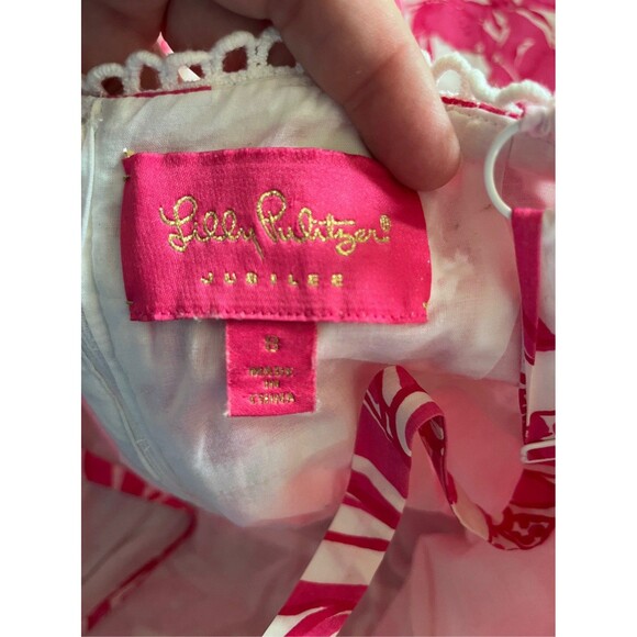 Lilly Pulitzer Dress Jubilee Coronado Pink Lobster Crochet Size 8 - Picture 7 of 12